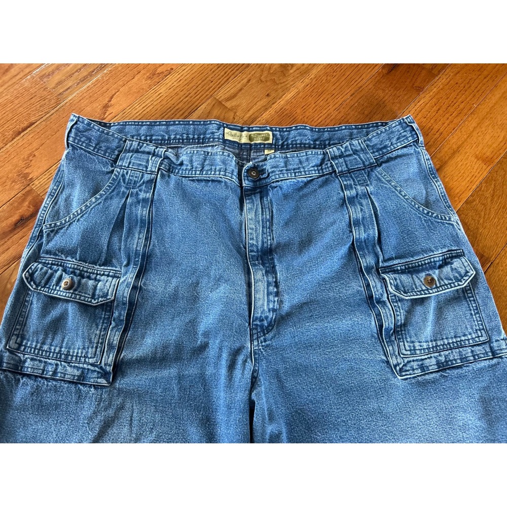 Cabelas 7-Pocket Hiker Denim Shorts Blue Mens 46 Cargo Utility Outdoor Hiking